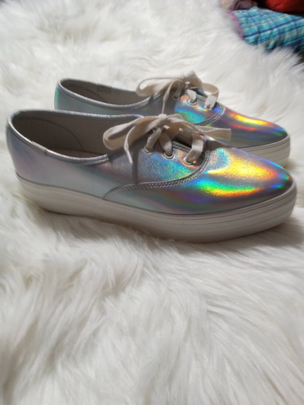 Keds Women's Iridescent Point Silver Lace Sneakers - Size 9